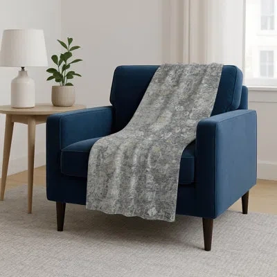 Addison Rugs Addison Machine Washable Sherpa Asb801 Traditional Throw Blanket In Gray