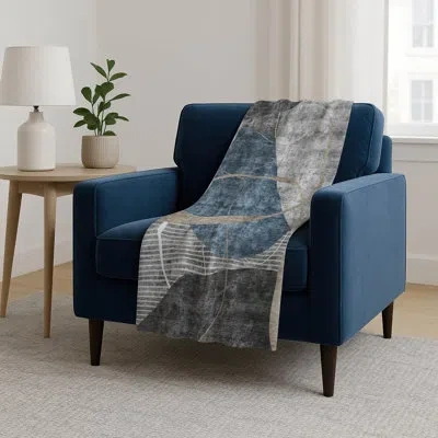 Addison Rugs Addison Machine Washable Sherpa Asb804 Modern Throw Blanket In Blue