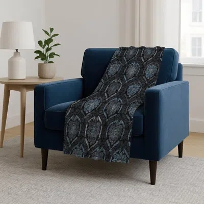 Addison Rugs Addison Machine Washable Sherpa Asb809 Medallions Throw Blanket In Blue
