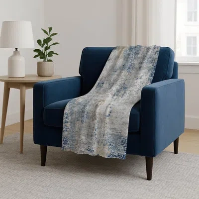 Addison Rugs Addison Machine Washable Sherpa Asb814 Modern Throw Blanket In Blue