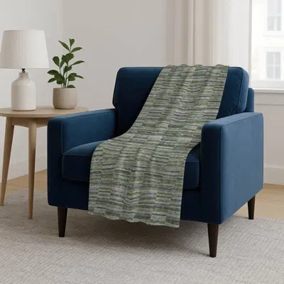 Addison Rugs Addison Machine Washable Sherpa Asb816 Stripes Throw Blanket In Green