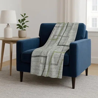 Addison Rugs Addison Machine Washable Sherpa Asb826 Geometric Throw Blanket In Green