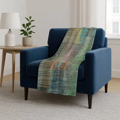 Addison Rugs Addison Machine Washable Sherpa Asb828 Triangles Throw Blanket In Green