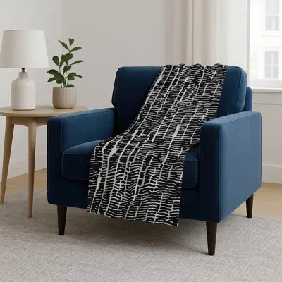 Addison Rugs Addison Machine Washable Sherpa Asb830 Lines Throw Blanket In Black