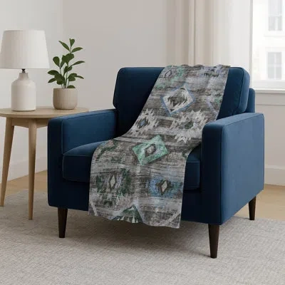 Addison Rugs Addison Machine Washable Sherpa Asb836 Southwest Throw Blanket In Green
