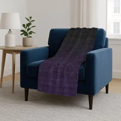Addison Rugs Addison Machine Washable Sherpa Asb844 Modern Throw Blanket In Purple