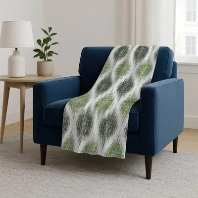 Addison Rugs Addison Machine Washable Sherpa Asb848 Ikat Throw Blanket In Green