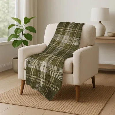 Addison Rugs Addison Machine Washable Sherpa Asb857 Floral Throw Blanket In Green