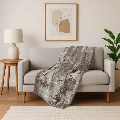Addison Rugs Addison Machine Washable Sherpa Asb860 Southwest Throw Blanket In Gray