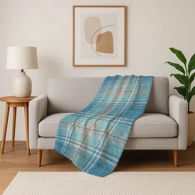 Addison Rugs Addison Machine Washable Sherpa Asb864 Medallions Throw Blanket In Blue