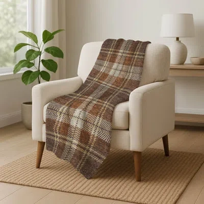 Addison Rugs Addison Machine Washable Sherpa Asb865 Abstract Throw Blanket In Brown