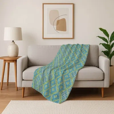 Addison Rugs Addison Machine Washable Sherpa Asb866 Diamonds Throw Blanket In Green