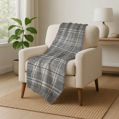 Addison Rugs Addison Machine Washable Sherpa Asb875 Floral Throw Blanket In Gray