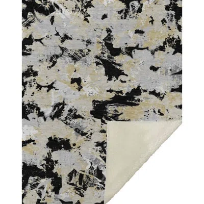Addison Rugs Addison Machine Washable Sherpa Asb885 Floral Throw Blanket In Black