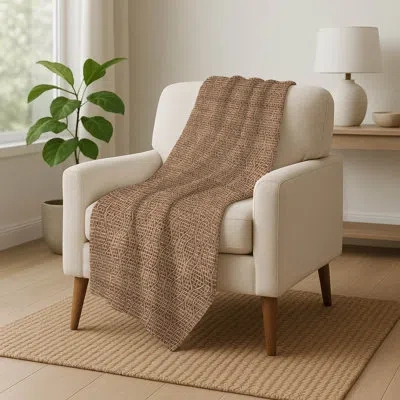 Addison Rugs Addison Machine Washable Sherpa Asb886 Stripes Throw Blanket In Brown