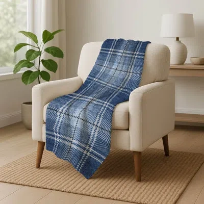 Addison Rugs Addison Machine Washable Sherpa Asb889 Stripes Throw Blanket In Blue