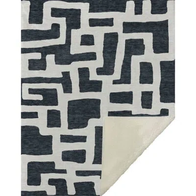 Addison Rugs Addison Machine Washable Sherpa Asb903 Lines Throw Blanket In Black