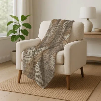 Addison Rugs Addison Machine Washable Sherpa Asb904 Floral Throw Blanket In Brown