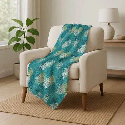 Addison Rugs Addison Machine Washable Sherpa Asb908 Circles Throw Blanket In Blue