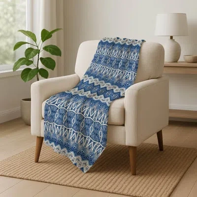 Addison Rugs Addison Machine Washable Sherpa Asb909 Moroccan Throw Blanket In Blue