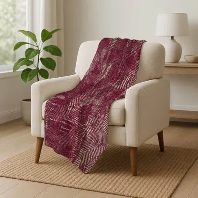 Addison Rugs Addison Machine Washable Sherpa Asb912 Geometric Throw Blanket In Burgundy