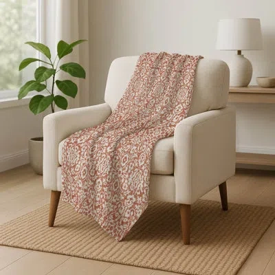 Addison Rugs Addison Machine Washable Sherpa Asb920 Damask Throw Blanket In Brown