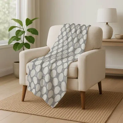 Addison Rugs Addison Machine Washable Sherpa Asb921 Circles Throw Blanket In Gray