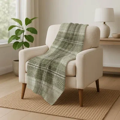 Addison Rugs Addison Machine Washable Sherpa Asb935 Plaid Throw Blanket In Gray