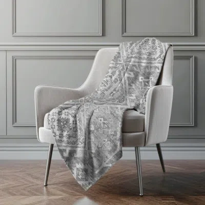 Addison Rugs Addison Machine Washable Sherpa Aztec Throw Blanket In Ash
