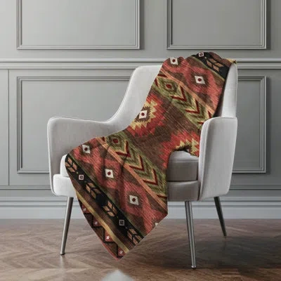 Addison Rugs Addison Machine Washable Sherpa Aztec Throw Blanket In Brown