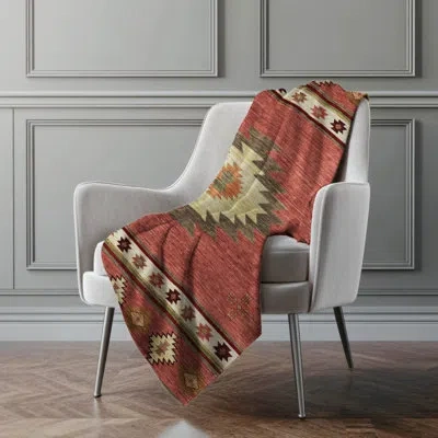 Addison Rugs Addison Machine Washable Sherpa Aztec Throw Blanket In Spice