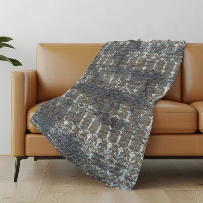 Addison Rugs Addison Machine Washable Sherpa Boho Throw Blanket In Mink Geometric