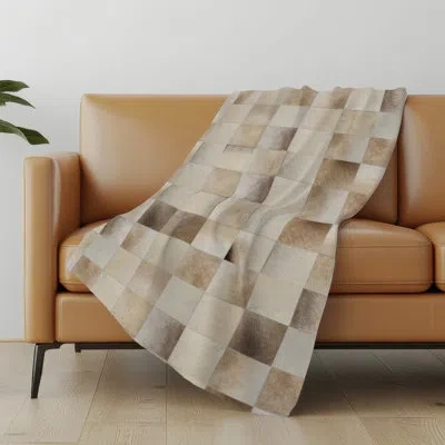 Addison Rugs Addison Machine Washable Sherpa Boxes Throw Blanket In Taupe