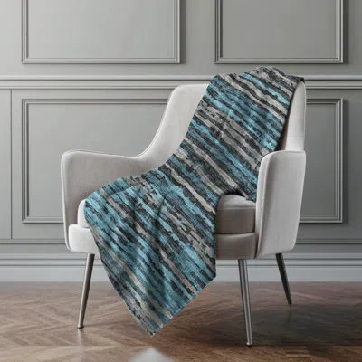 Addison Rugs Addison Machine Washable Sherpa Broken Stripes Throw Blanket In Multi