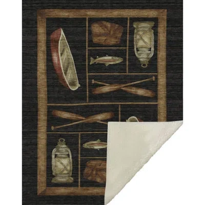 Addison Rugs Addison Machine Washable Sherpa Cabin Throw Blanket In Black