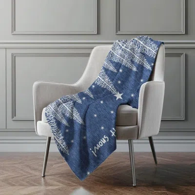 Addison Rugs Addison Machine Washable Sherpa Cheerful Snowman Throw Blanket In Blue