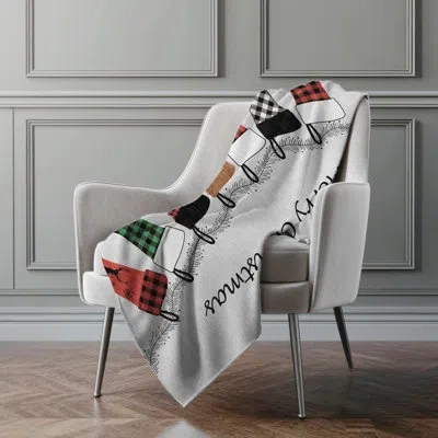 Addison Rugs Addison Machine Washable Sherpa Christmas Stockings Throw Blanket In Gray