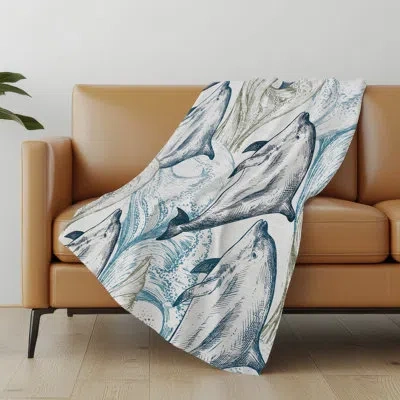 Addison Rugs Addison Machine Washable Sherpa Dolphin Throw Blanket In Blue