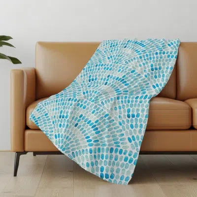 Addison Rugs Addison Machine Washable Sherpa Dot Arches Throw Blanket In Blue