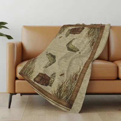 Addison Rugs Addison Machine Washable Sherpa Fish Throw Blanket In Khaki