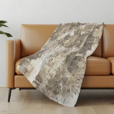 Addison Rugs Addison Machine Washable Sherpa Floral Throw Blanket In Beige