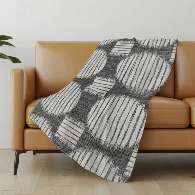 Addison Rugs Addison Machine Washable Sherpa Geo Circles Throw Blanket In Gray