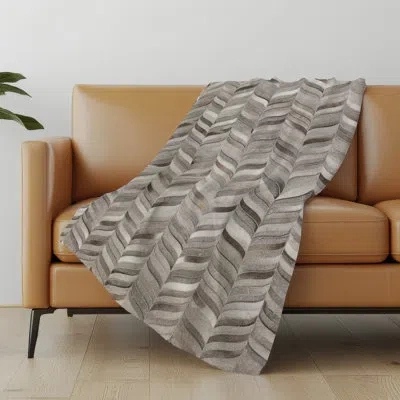 Addison Rugs Addison Machine Washable Sherpa Herringbone Throw Blanket In Gray