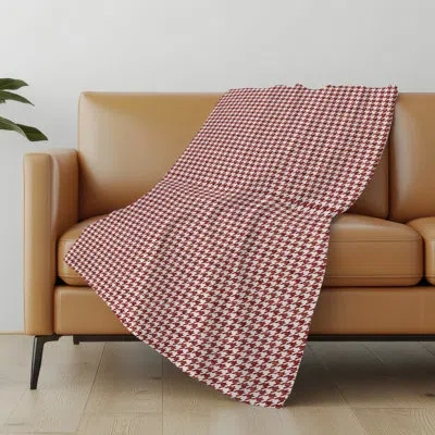Addison Rugs Addison Machine Washable Sherpa Houndstooth Throw Blanket In Red