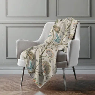 Addison Rugs Addison Machine Washable Sherpa Hummingbirds Throw Blanket In Beige