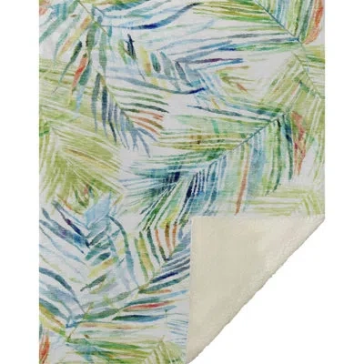 Addison Rugs Addison Machine Washable Sherpa Leaves Throw Blanket In Multi