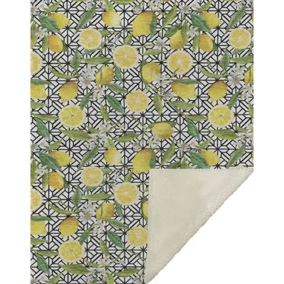 Addison Rugs Addison Machine Washable Sherpa Lemons Throw Blanket In Yellow