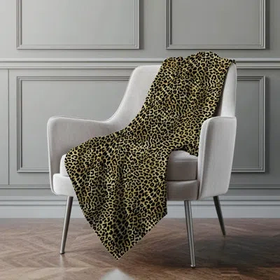 Addison Rugs Addison Machine Washable Sherpa Leopard Throw Blanket In Gilded