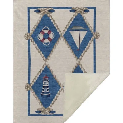 Addison Rugs Addison Machine Washable Sherpa Lighthouse Throw Blanket In Ivory