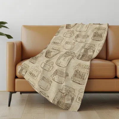 Addison Rugs Addison Machine Washable Sherpa Mason Jars Throw Blanket In Brown